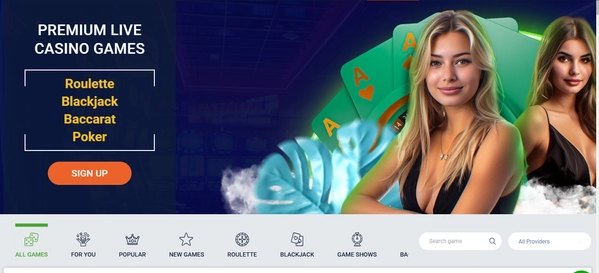 20Bet premium live casino games including roulette, blackjack, baccarat and poker with live dealers.